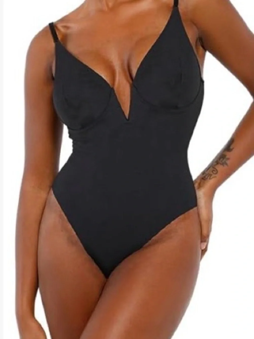 Black Sculpting V-Plunge Shapewear Bodysuit